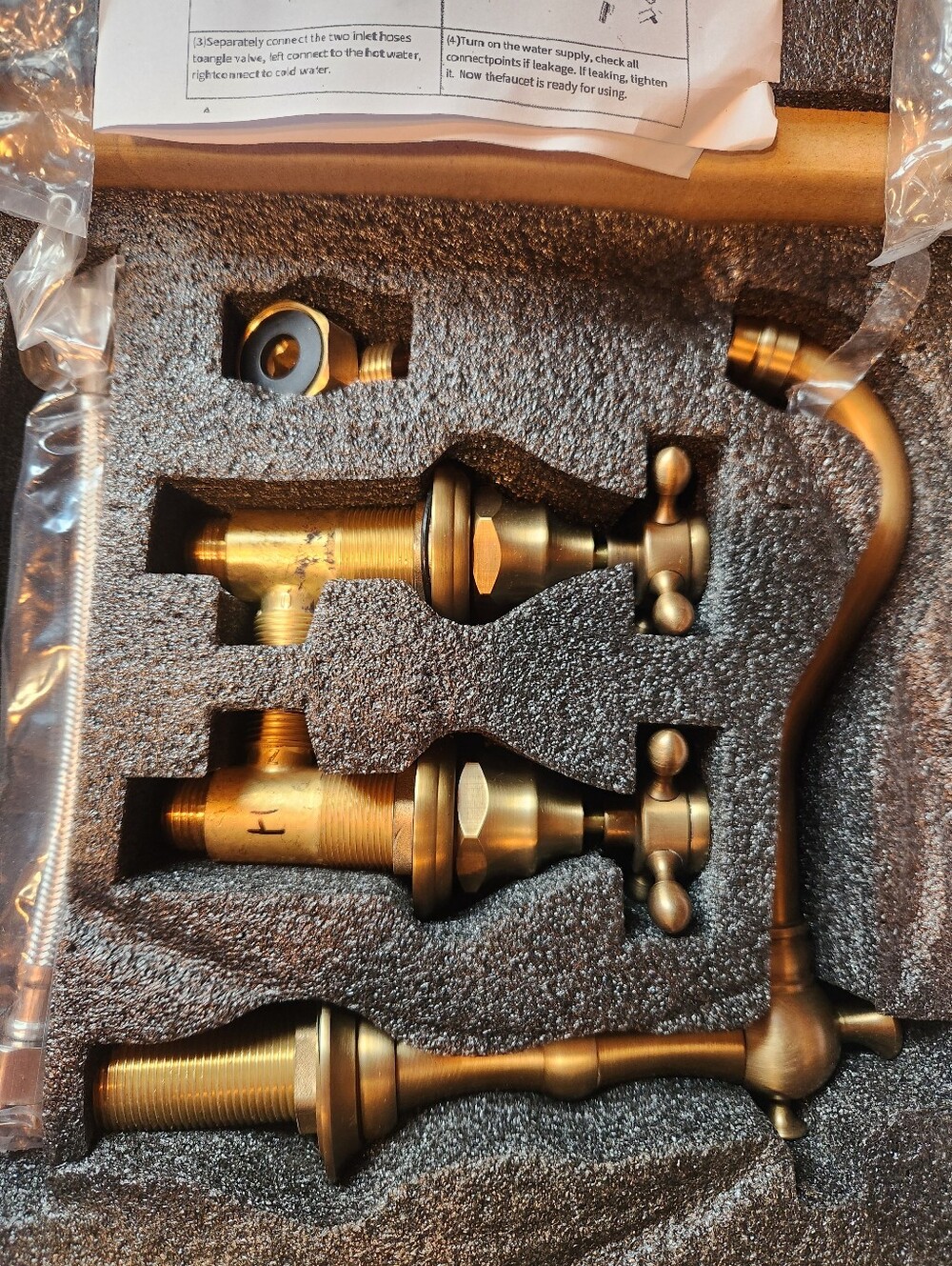 Antique Brass Finish Two-Handle Widespread Faucet Set - Home Accents
